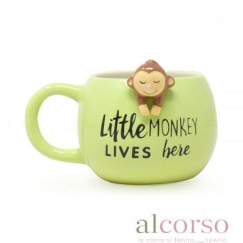Tazza verde con scimmietta...